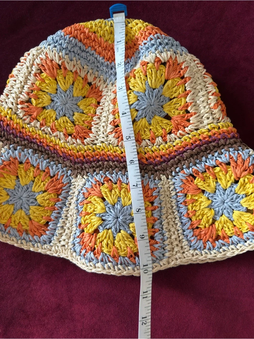 Peter Grimm Women Crochet Sun Hat - Blue, Yellow, Orange & Cream